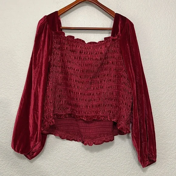 Torrid Red Velvet Smocked Top - Picture 9 of 14